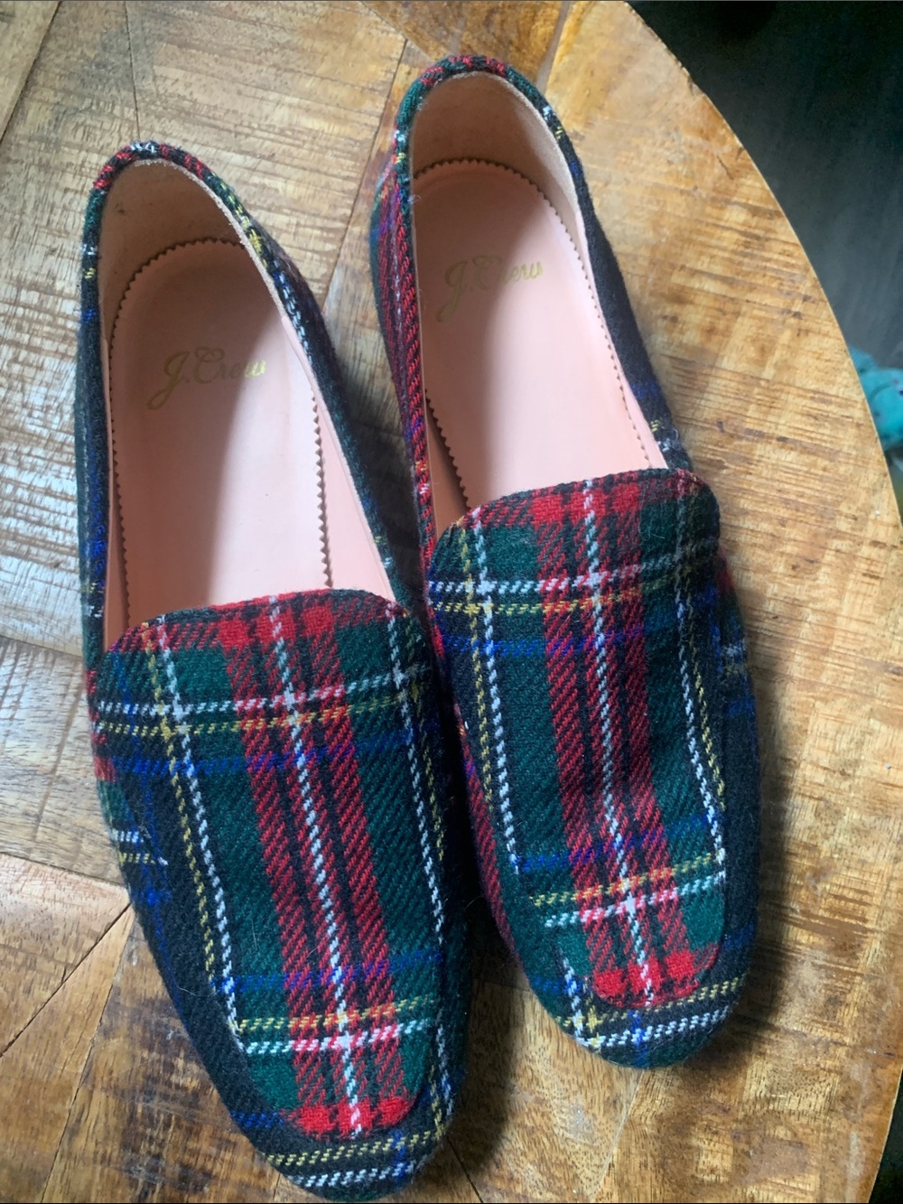 J. Crew Tartan Plaid Slip-On Loafers in Red, Green & Blue